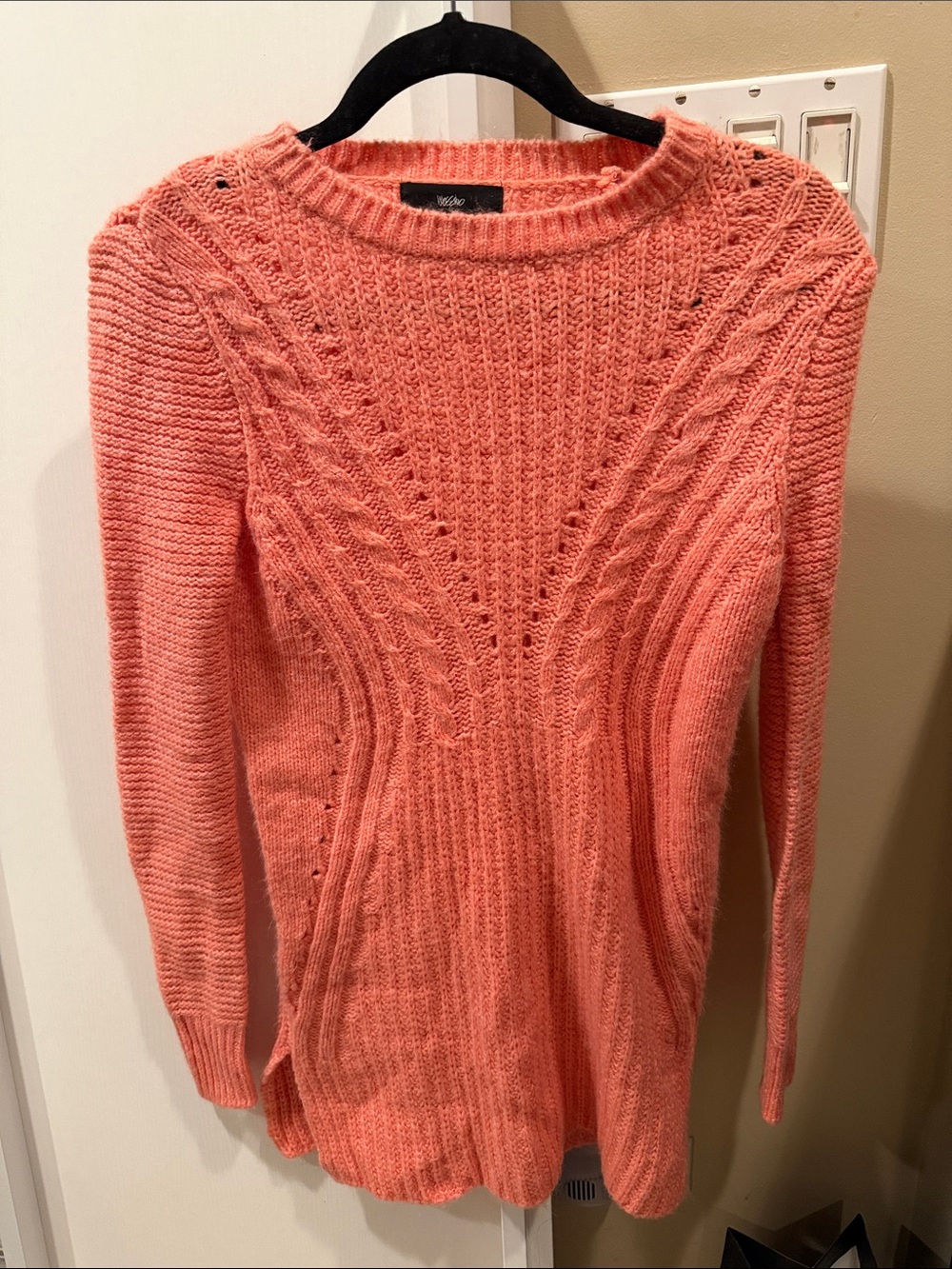 Mossimo Women's Coral Cable-Knit Crewneck Sweater Dress Peach size XS WOMEN pink